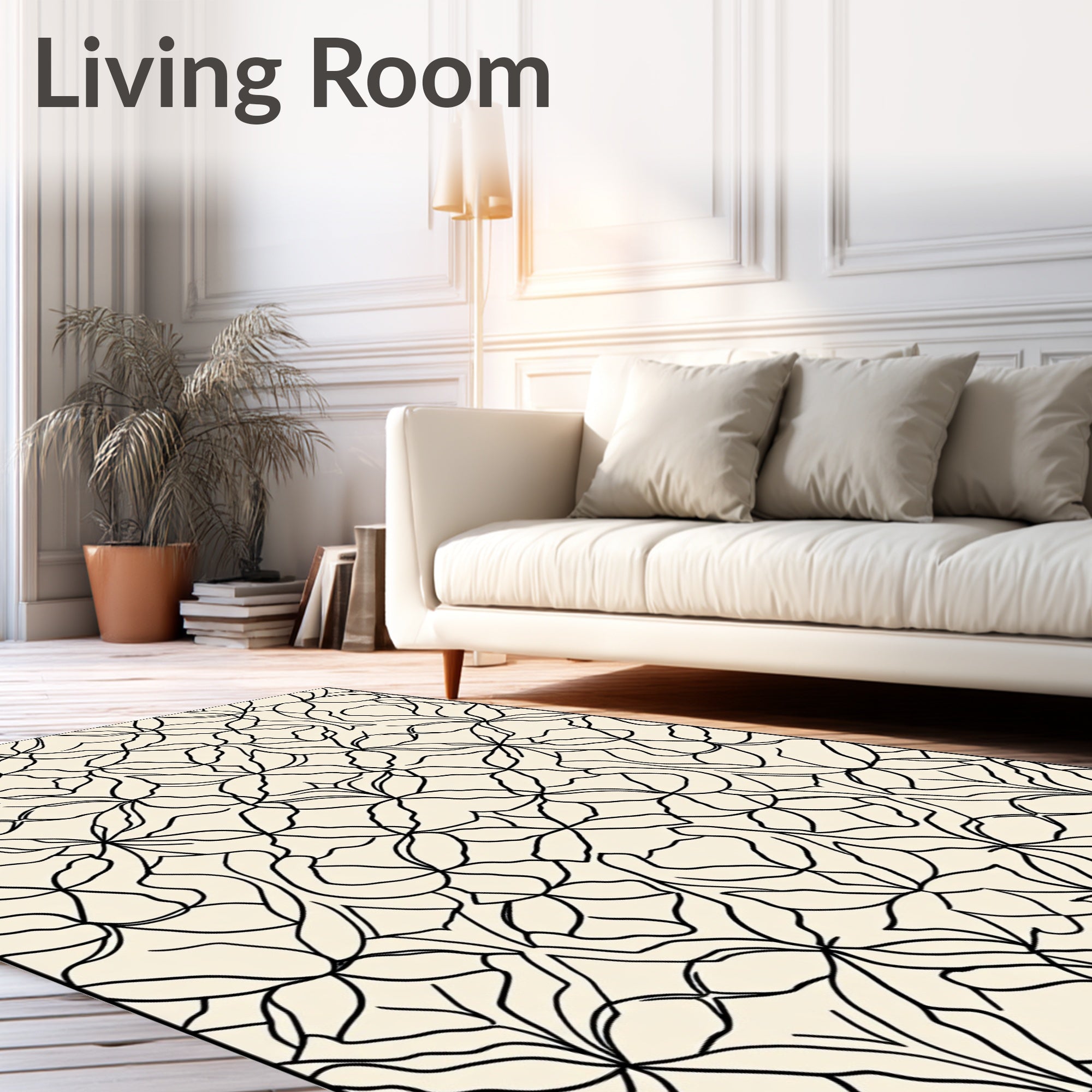 Delicate Floral Lattice Abstract Art Rug