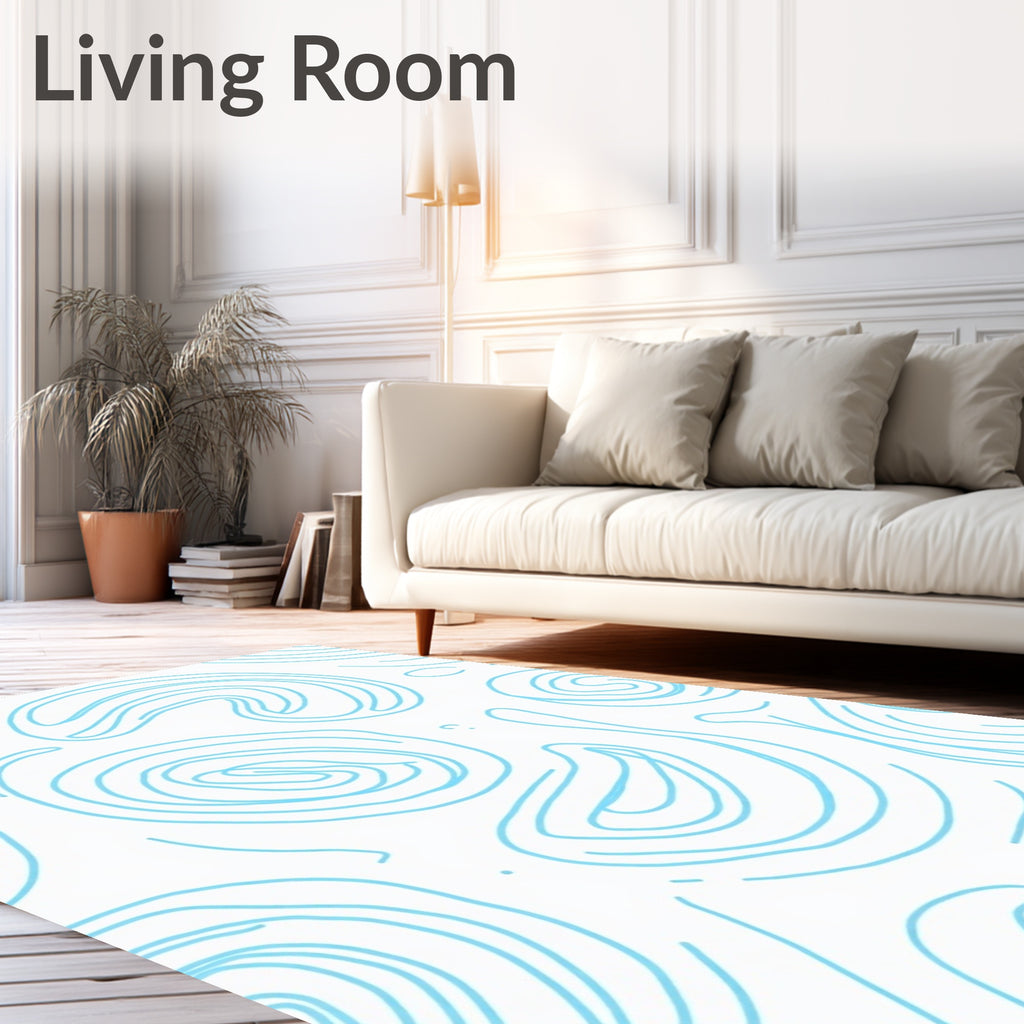 Soft Blue Abstract Swirls Rug