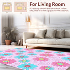 Pink Blue Daisy Pattern Rug