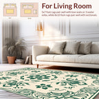 Elegant Green Floral Central Medallion Design Rug