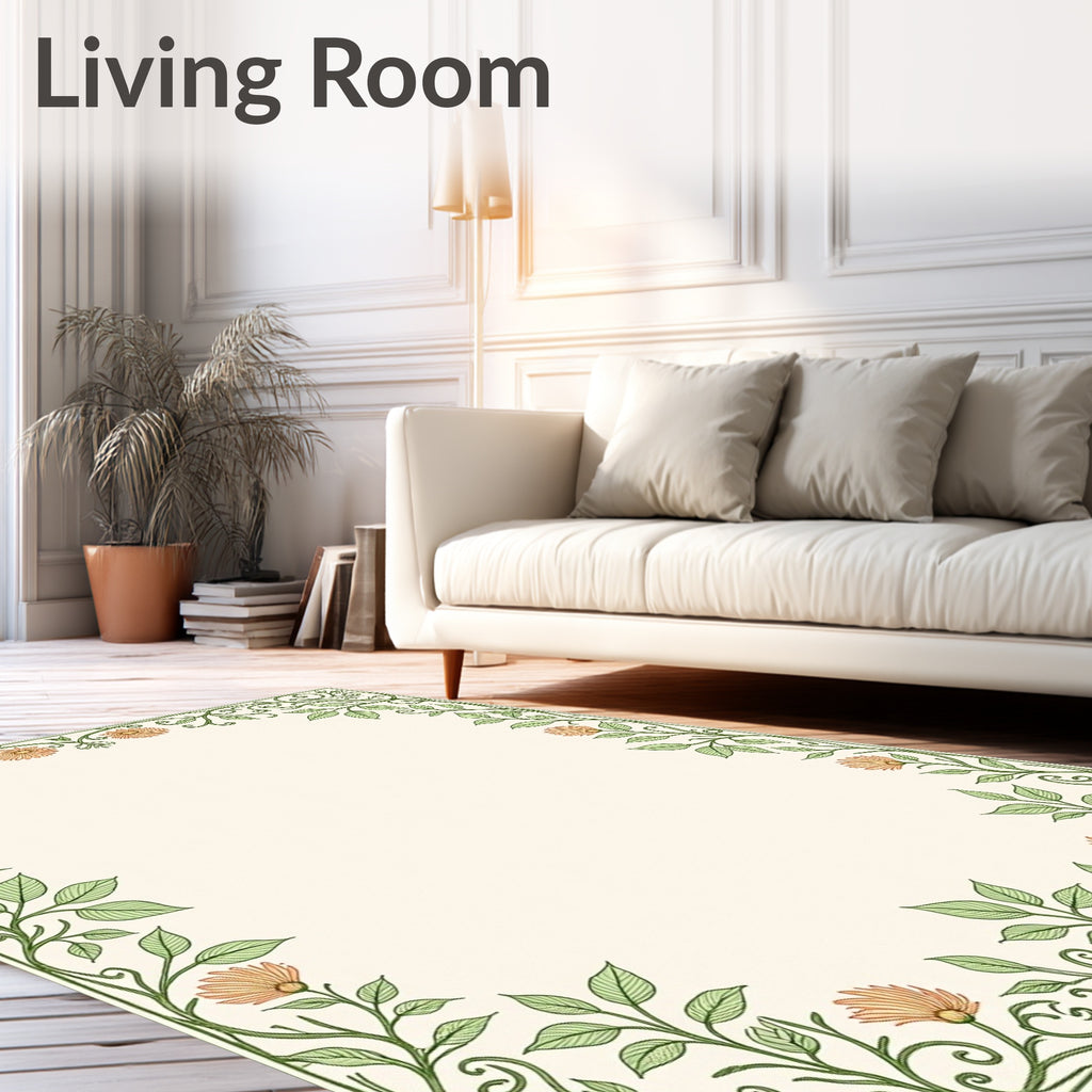 Vintage Floral Vine Botanical Design Rug