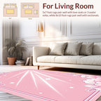 Whimsical Pink Floral Star Design Rug