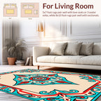 Ornate Teal Red Floral Diamond Rug