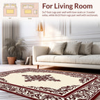 Ornate Floral Medallion Border Design Rug