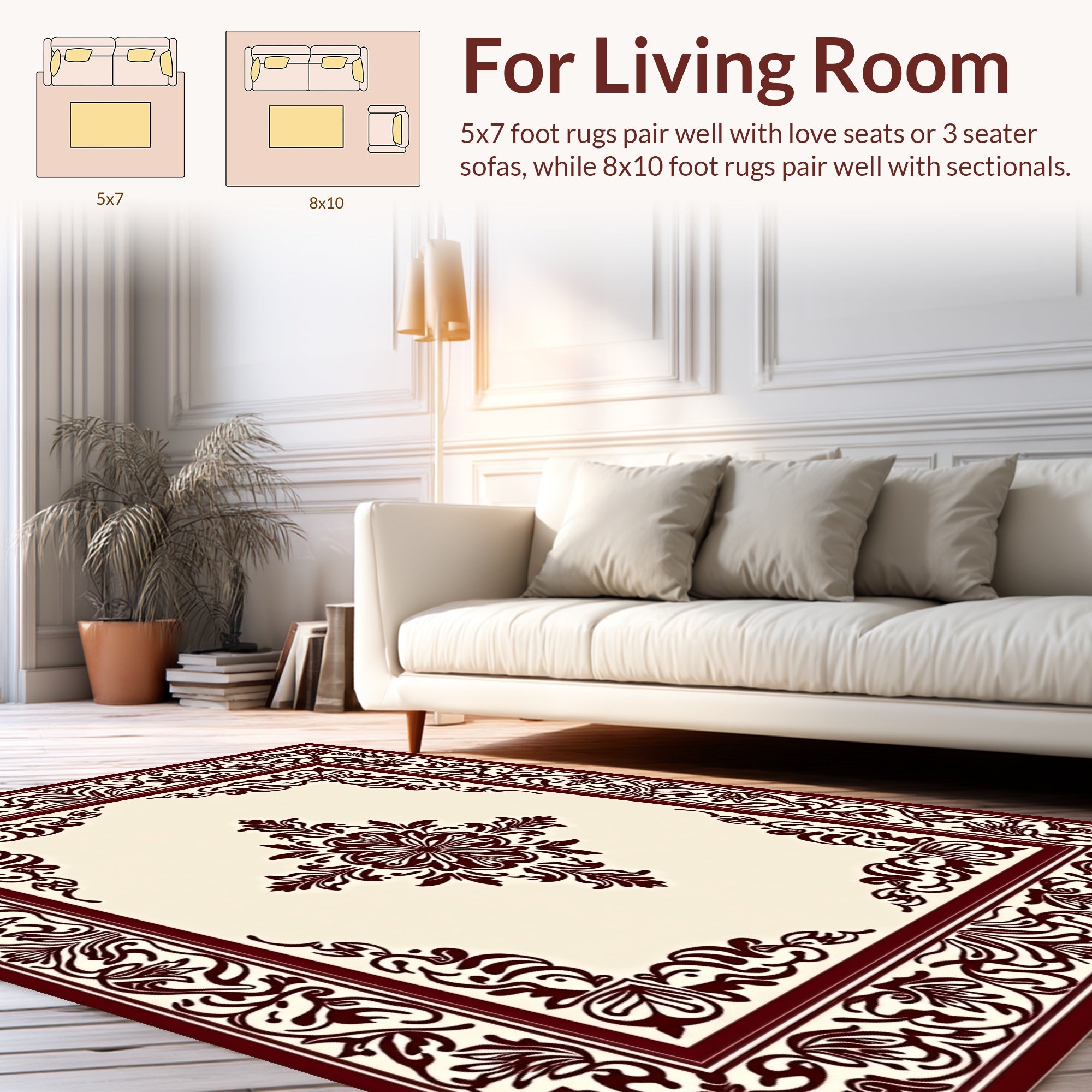 Ornate Floral Medallion Border Design Rug