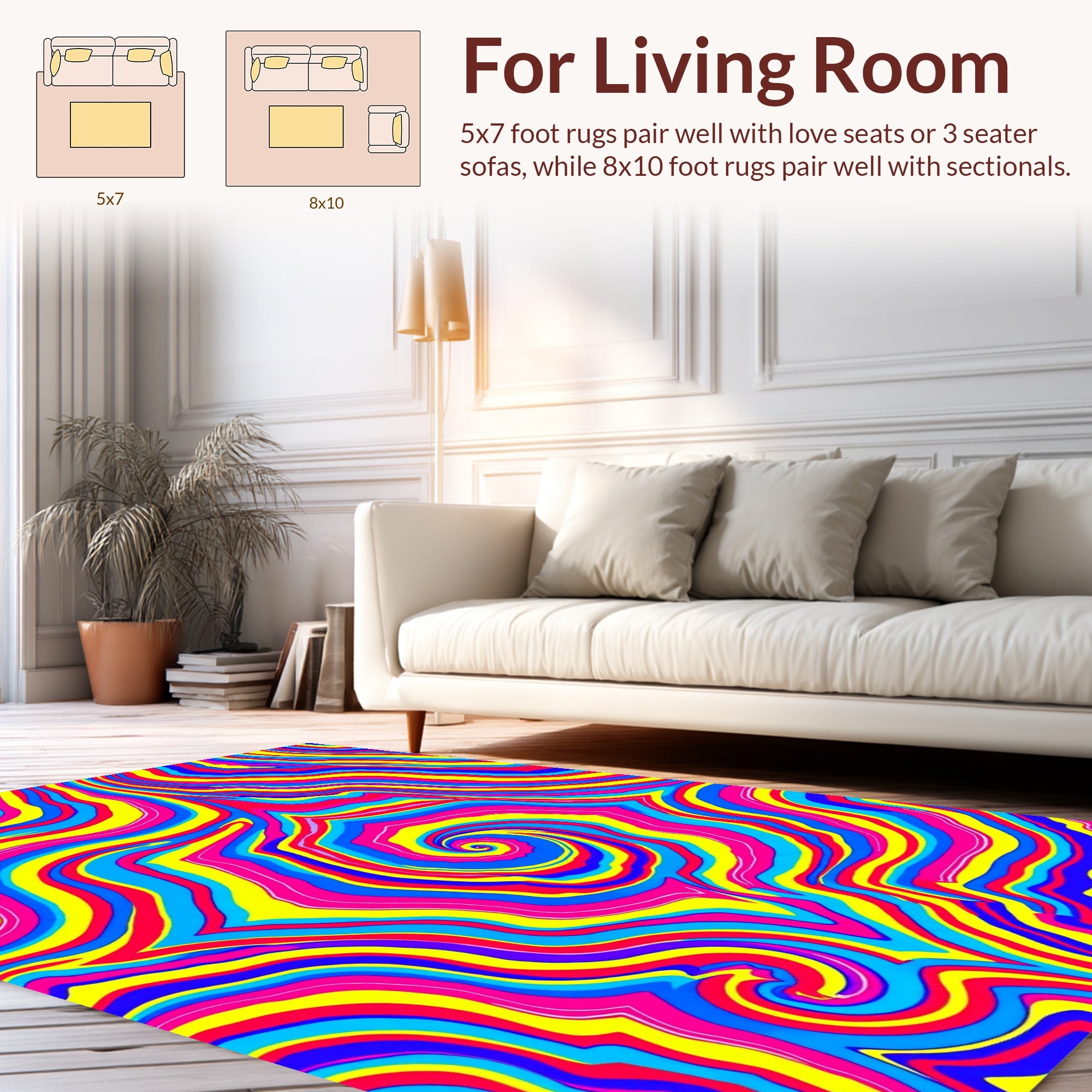 Psychedelic Swirl Vibrant Pattern Rug