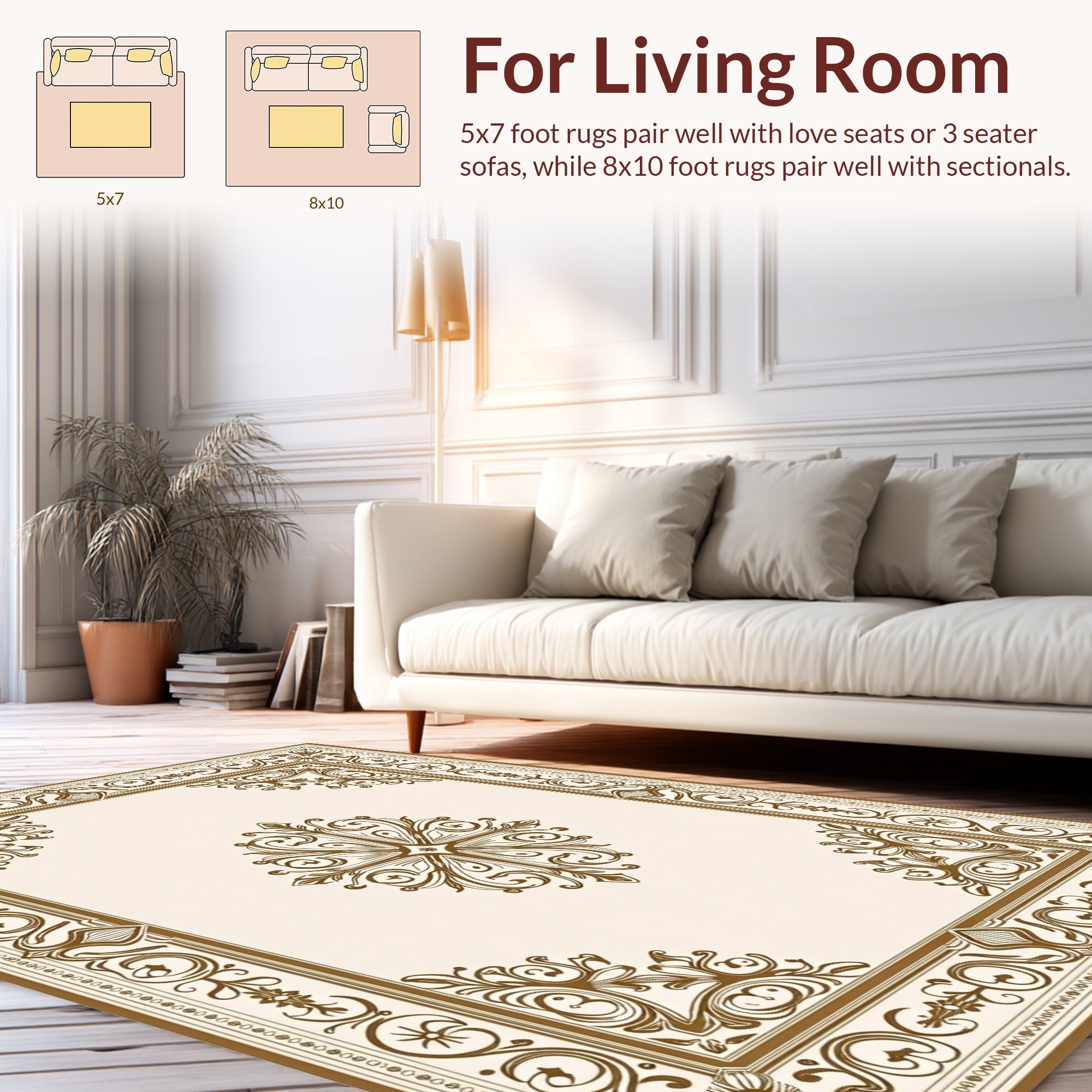 Antique Floral Scroll Pattern Rug