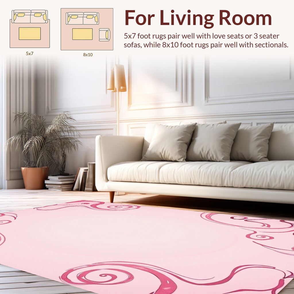 Pink Swirls Curves Pattern Rug