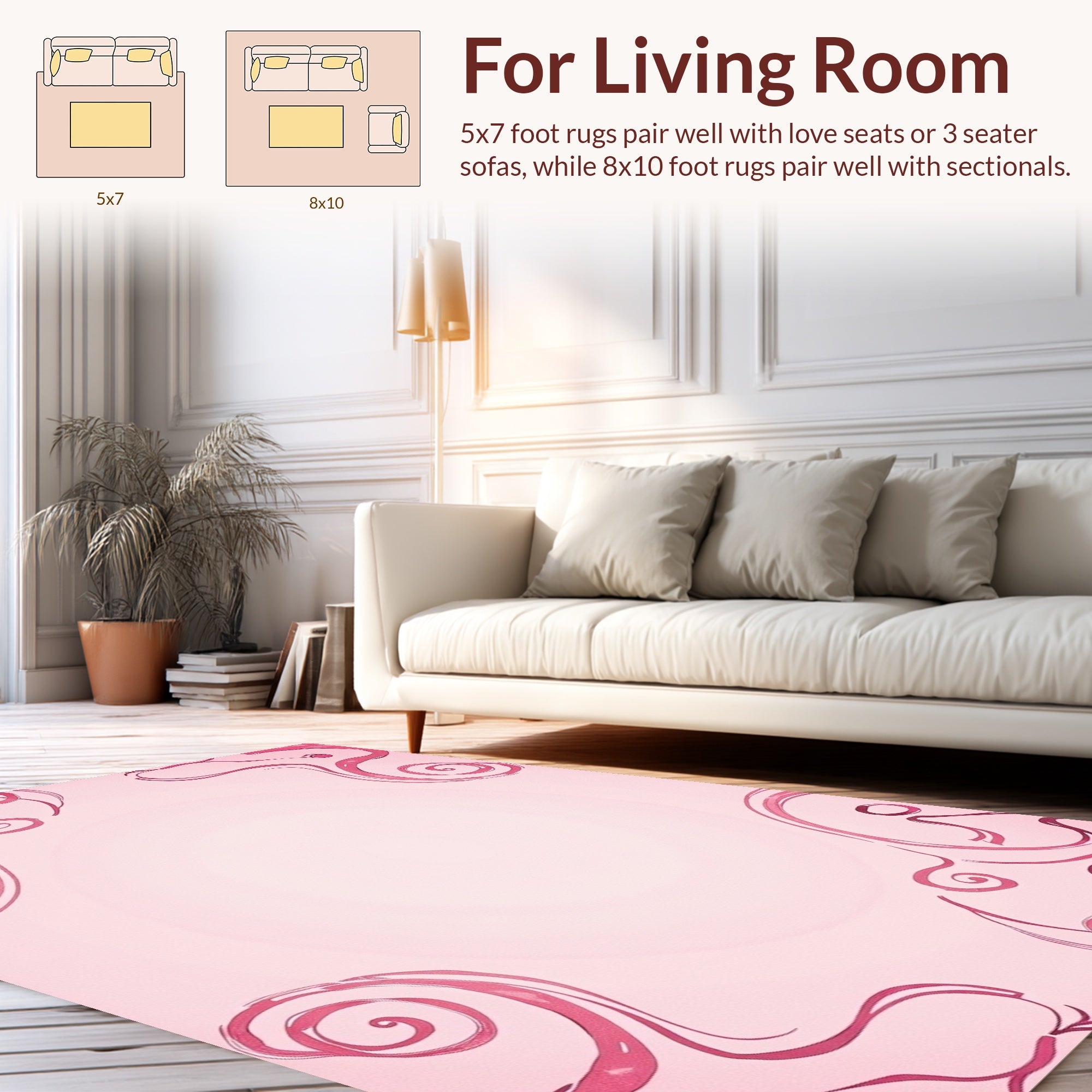 Pink Swirls Curves Pattern Rug
