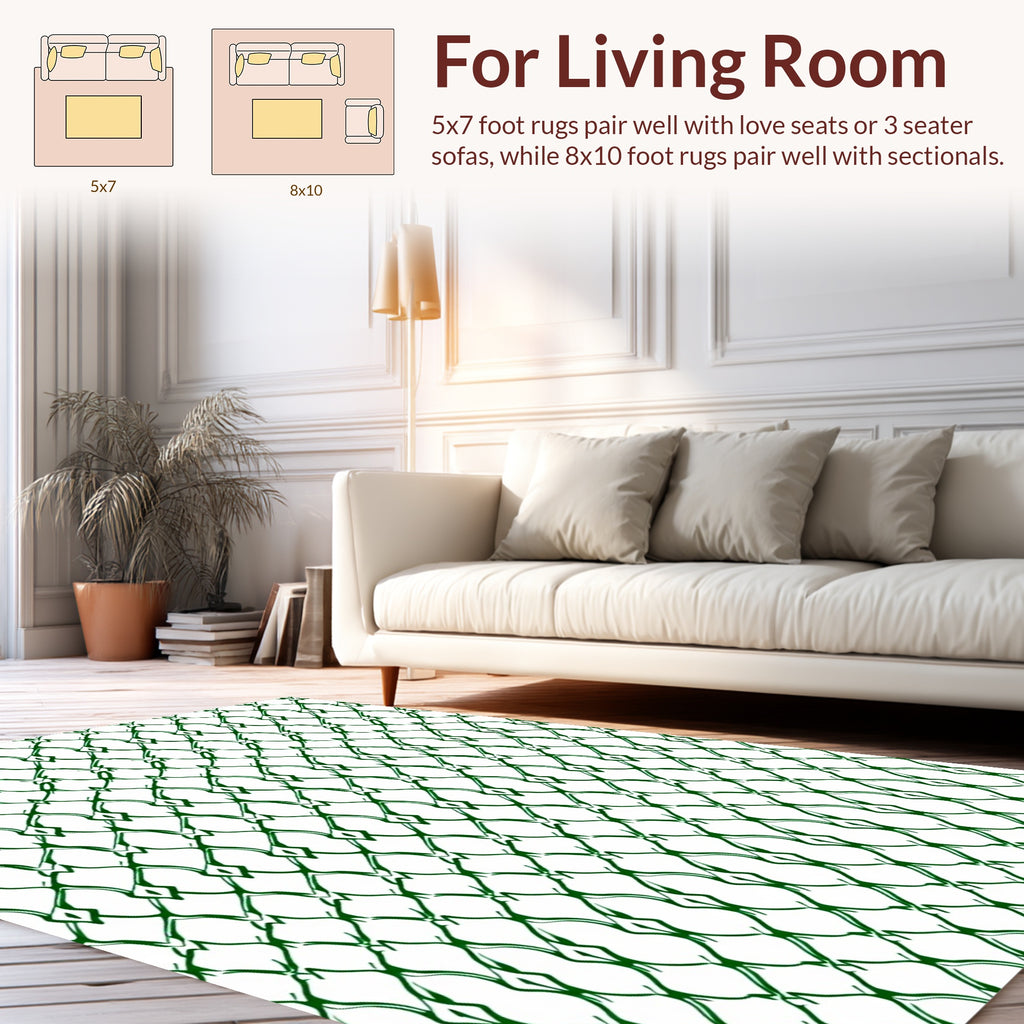 Green Interlocking Diamond Lattice Pattern Rug
