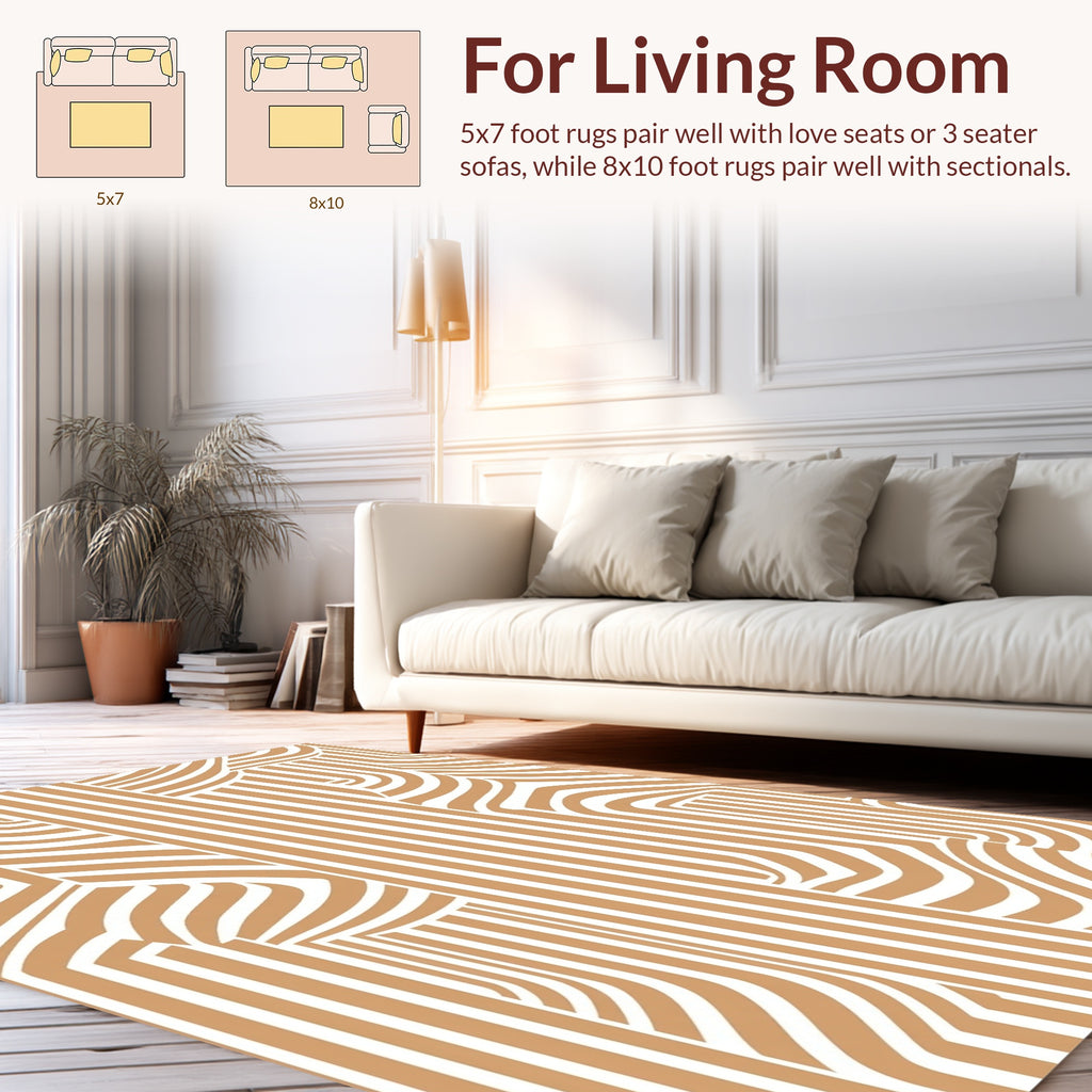 Modern Curved Stripe Pattern Rug