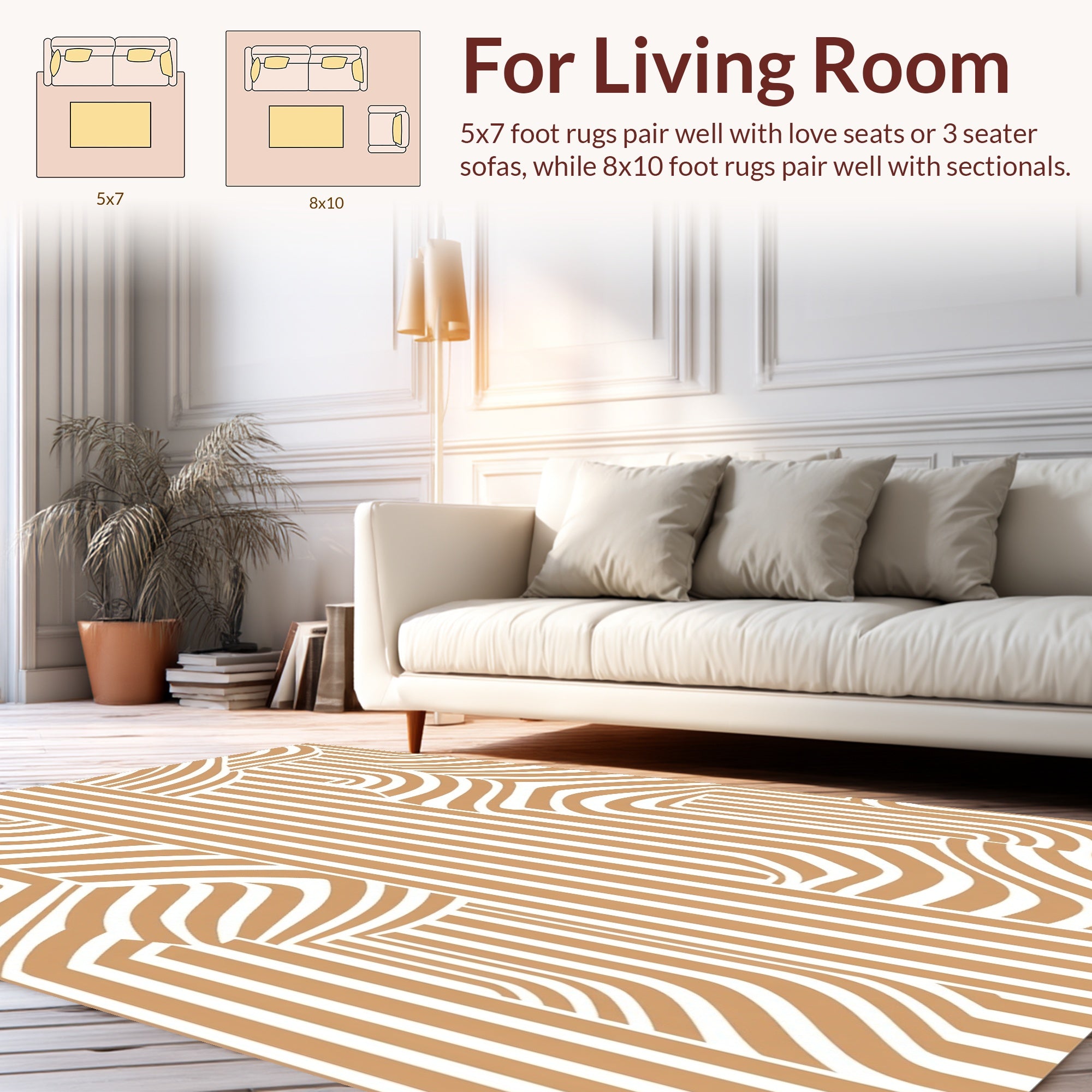 Modern Curved Stripe Pattern Rug