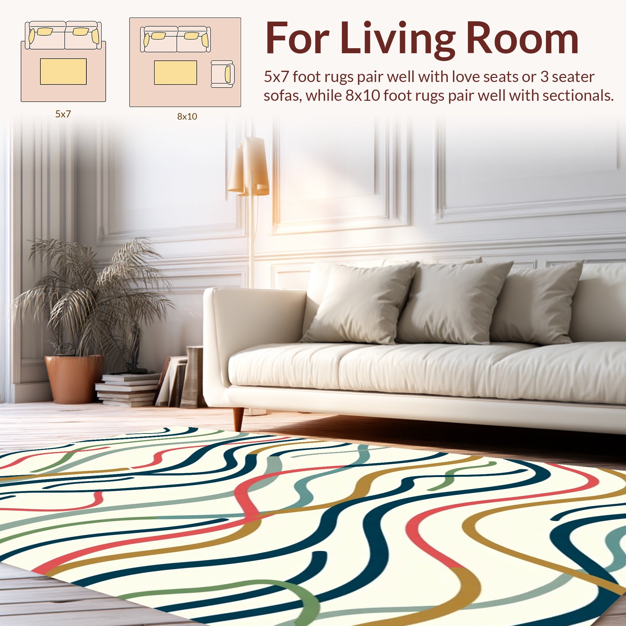 Abstract Wavy Lines Pattern Rug
