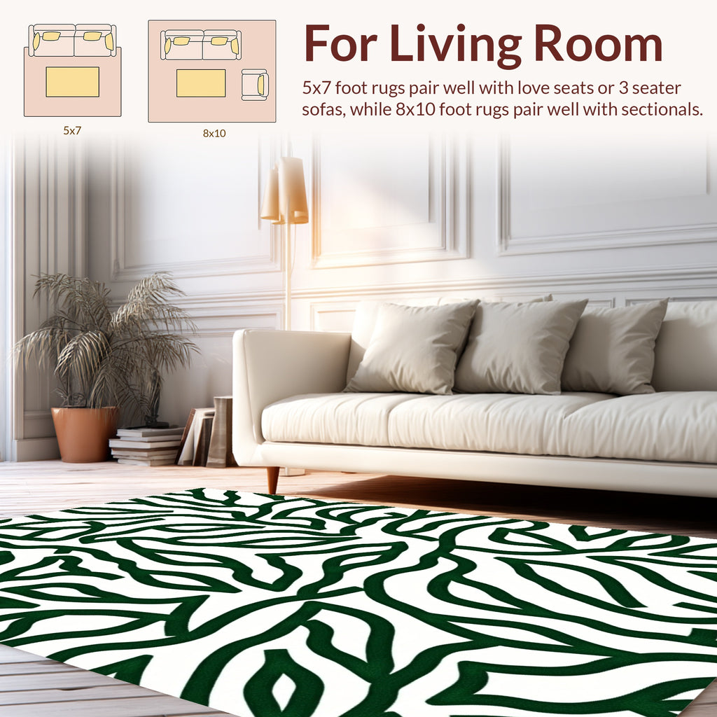Abstract Green Vine Pattern Rug