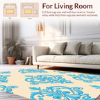 Blue Baroque Floral Pattern Rug