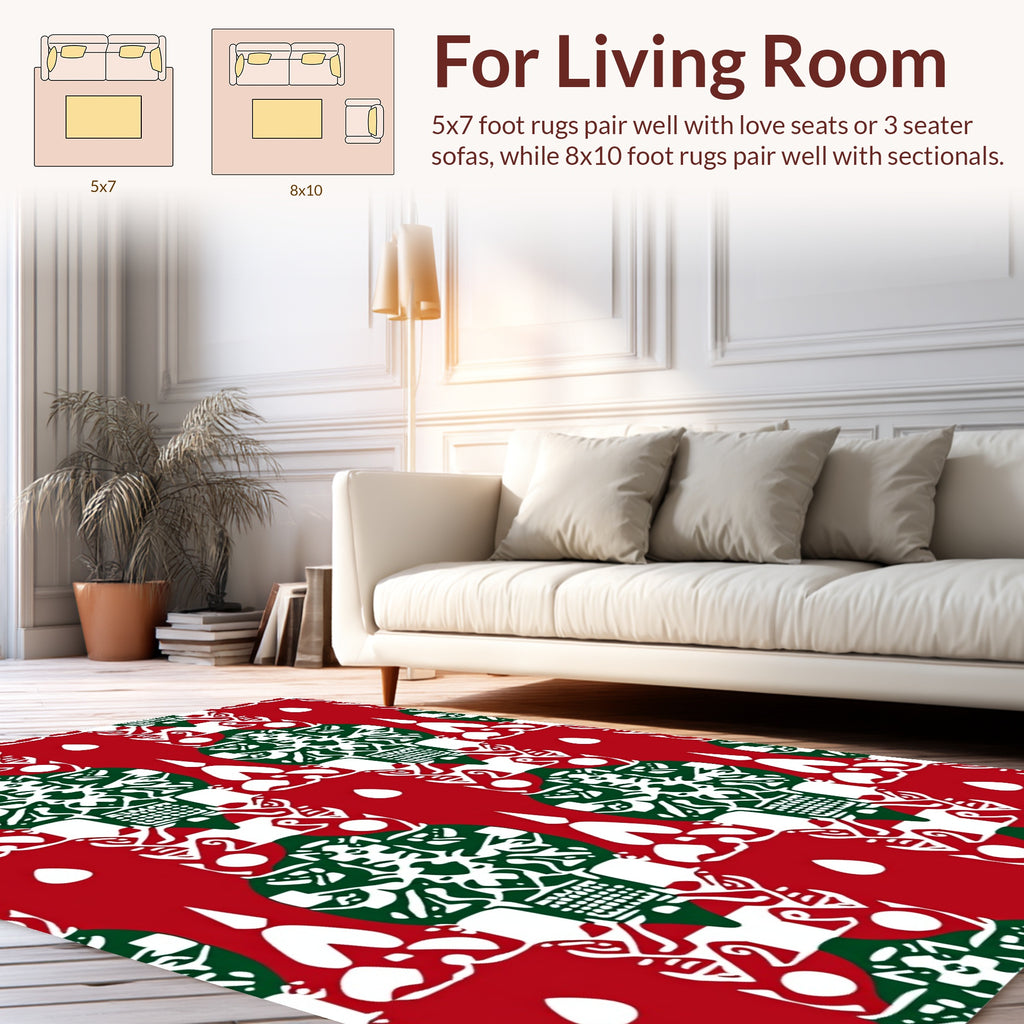 Red Green Ornate Geometric Pattern Rug