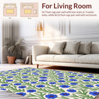 Art Nouveau Blue Floral Vine Pattern Rug