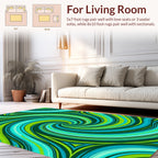 Flowing Teal Green Swirl Pattern Rug