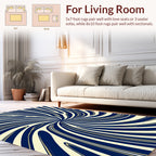 Dynamic Swirl Blue Beige Abstract Rug