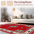 Vibrant Red Floral Medallion Border Design Rug