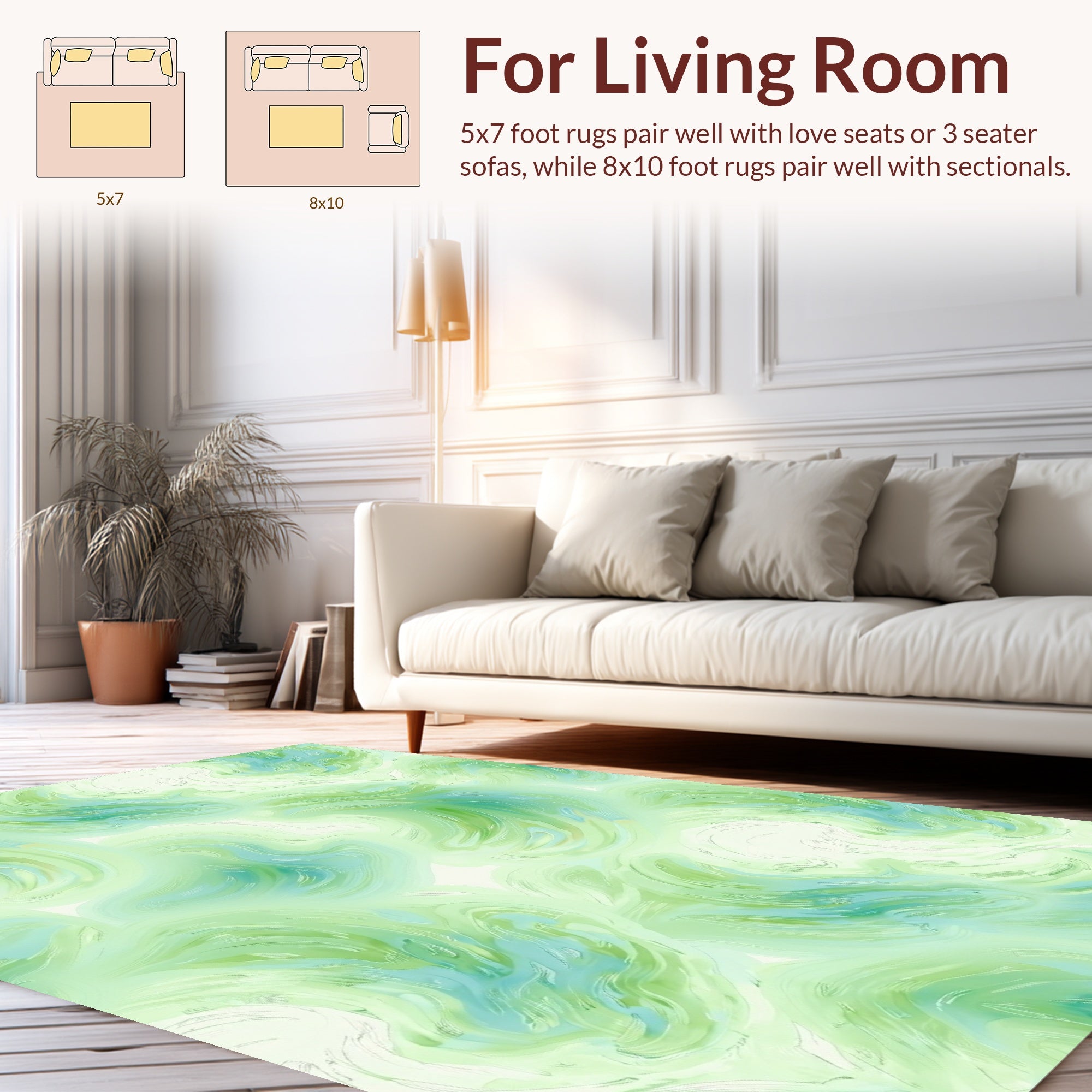 Abstract Swirls Green Pastel Pattern Rug