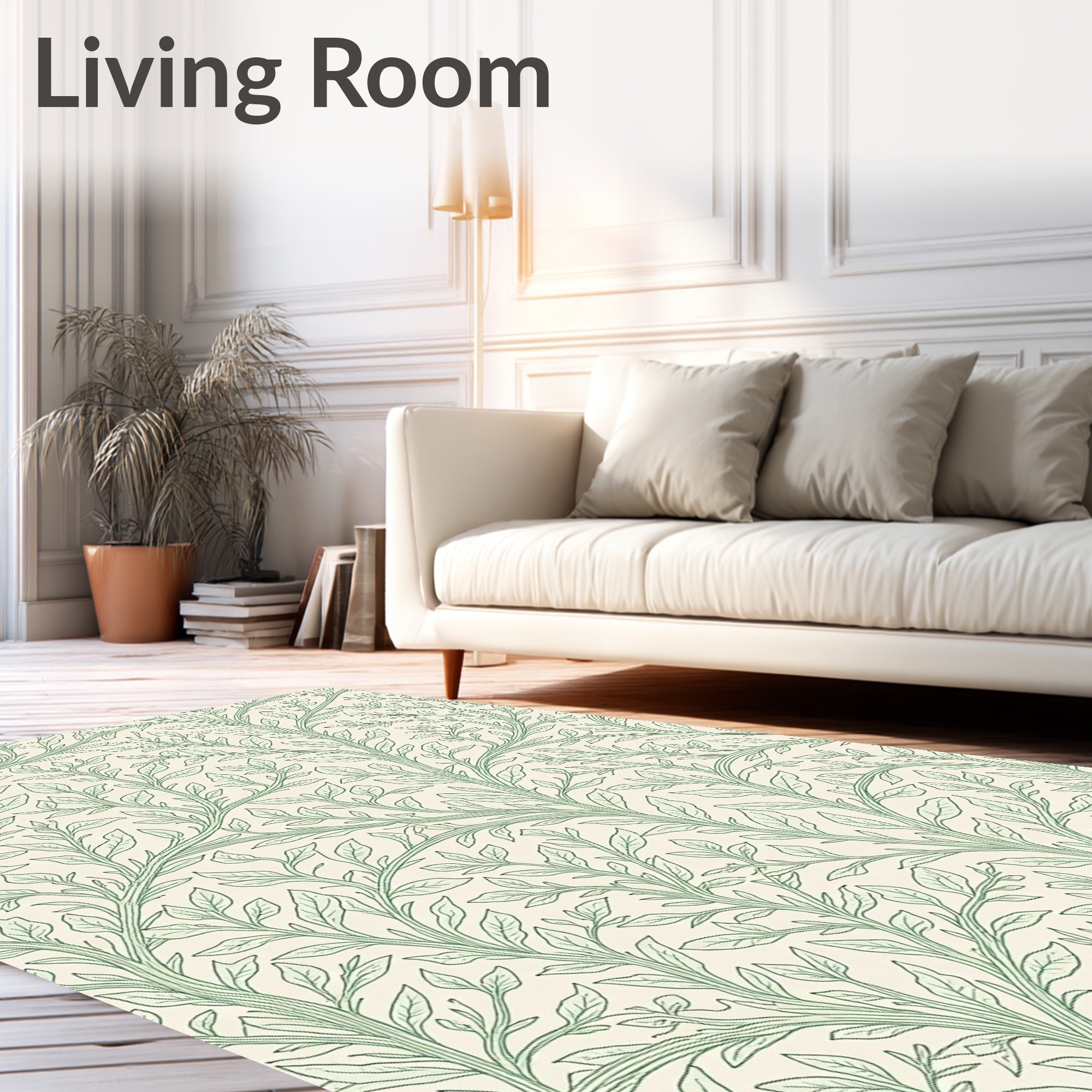 Natural Vine Leaf Outline Pattern Rug