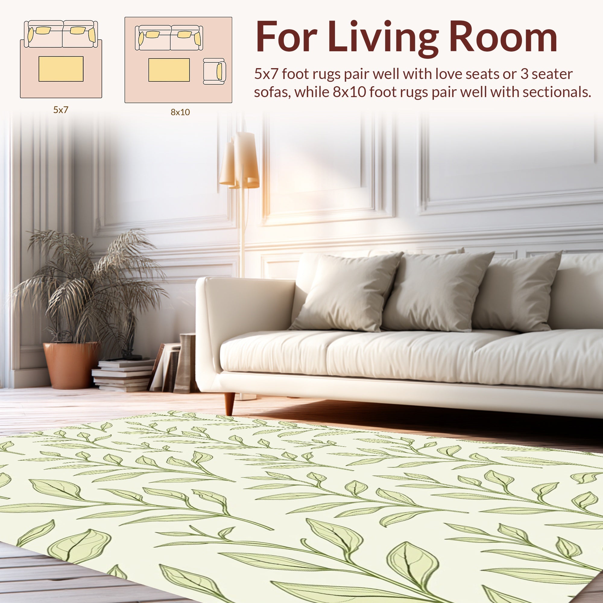 Botanical Leaf Pattern Design Rug