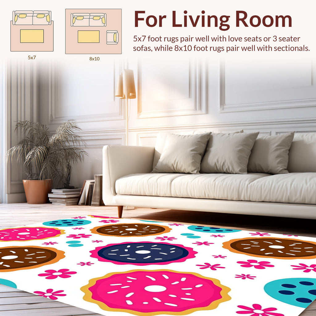 Sweet Donut Flower Pattern Rug