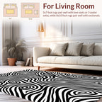 Bold Black White Swirl Pattern Rug