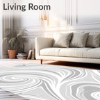 Swirling Abstract Gray White Design Rug