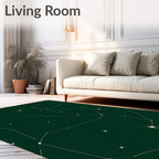 Deep Green Celestial Constellation Stars Rug