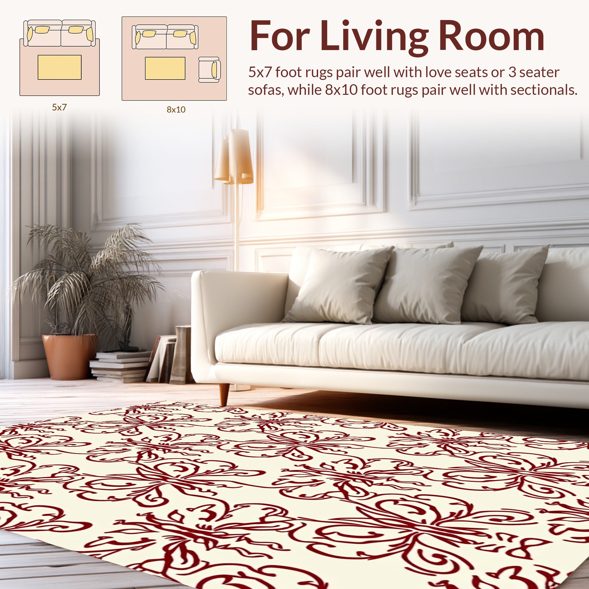 Elegant Red Butterfly Swirl Pattern Rug