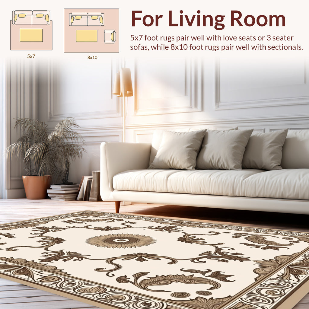 Vintage Floral Scroll Pattern Rug