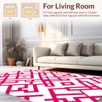 Geometric Pink White Abstract Pattern Rug