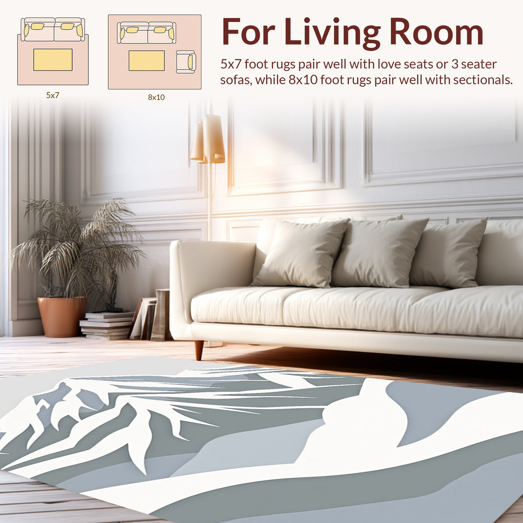 Stylized Snow-Capped Mountain Landscape Rug