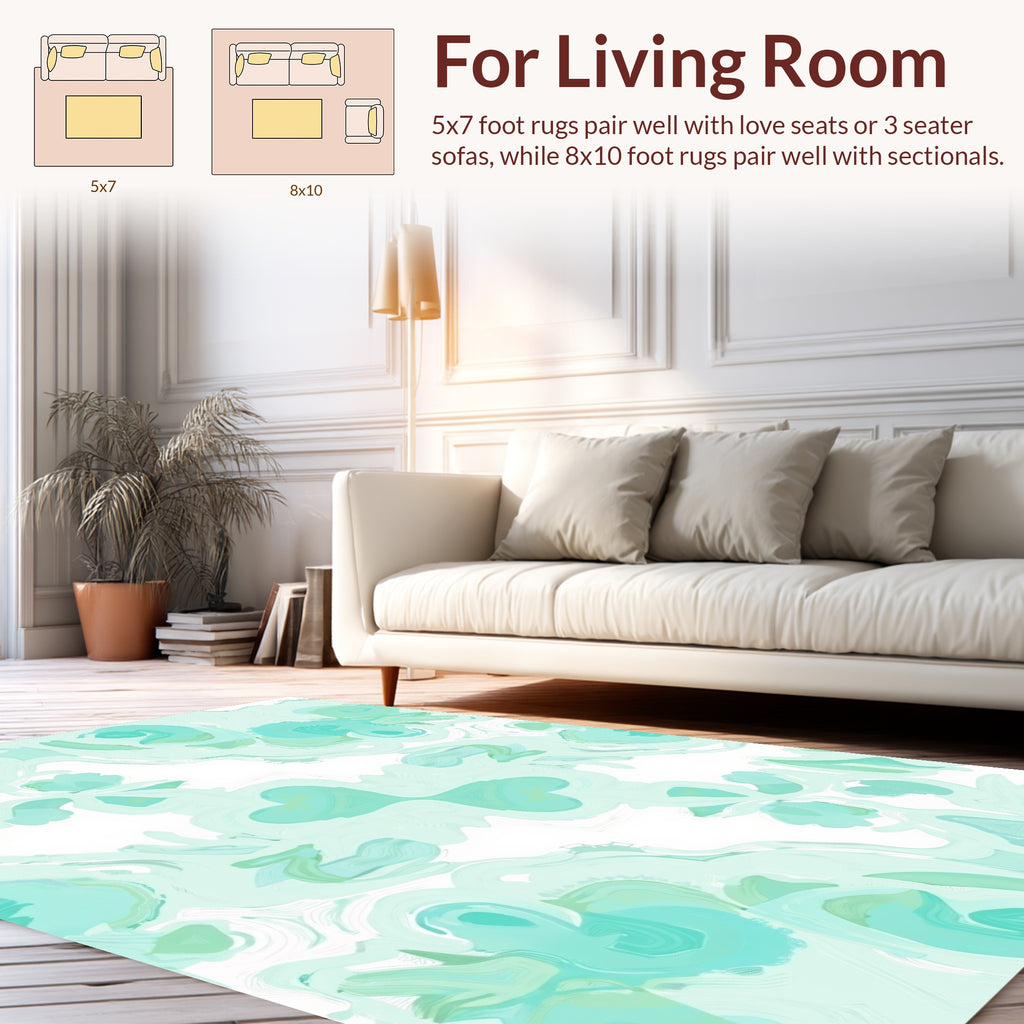 Aqua Abstract Soft Pattern Rug
