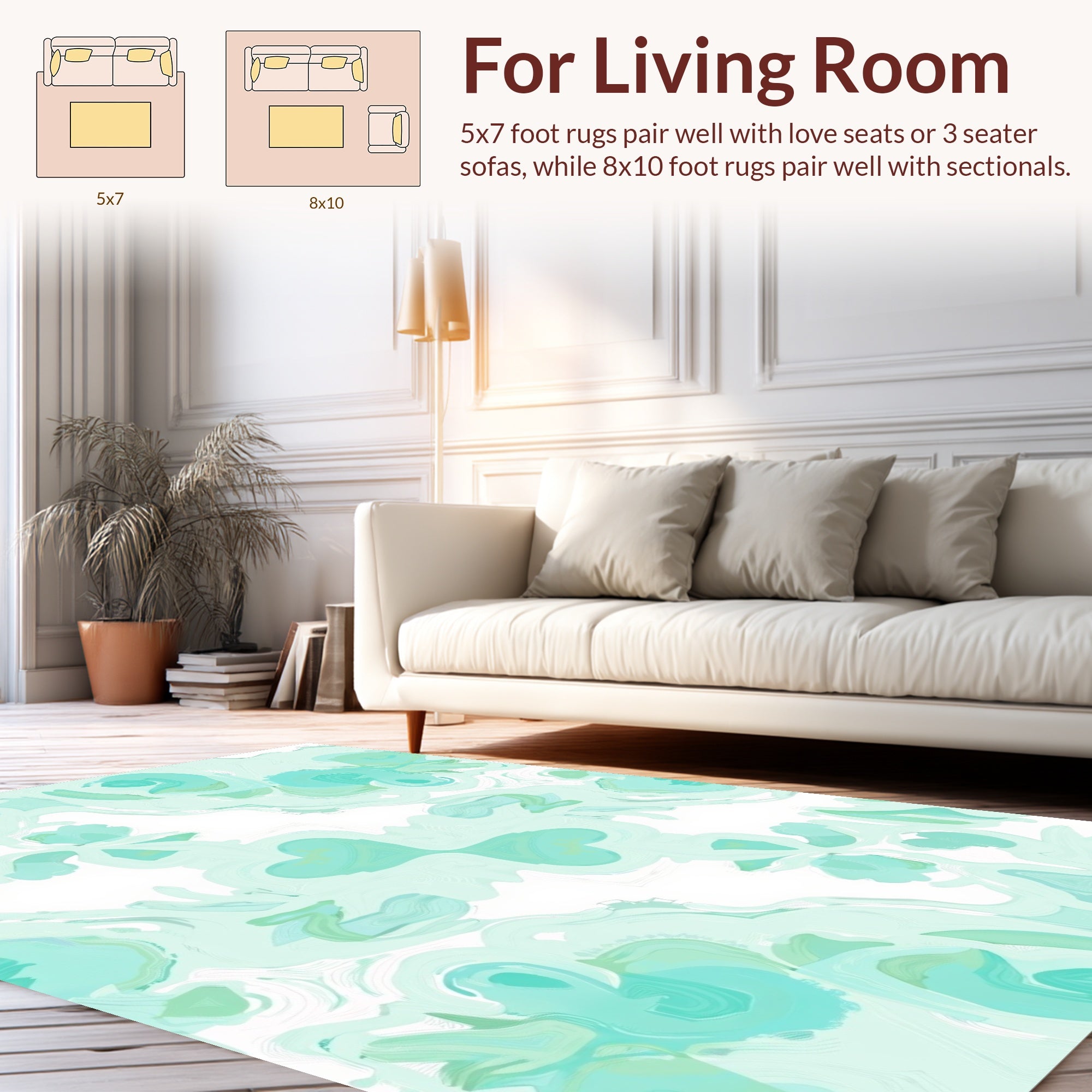 Aqua Abstract Soft Pattern Rug