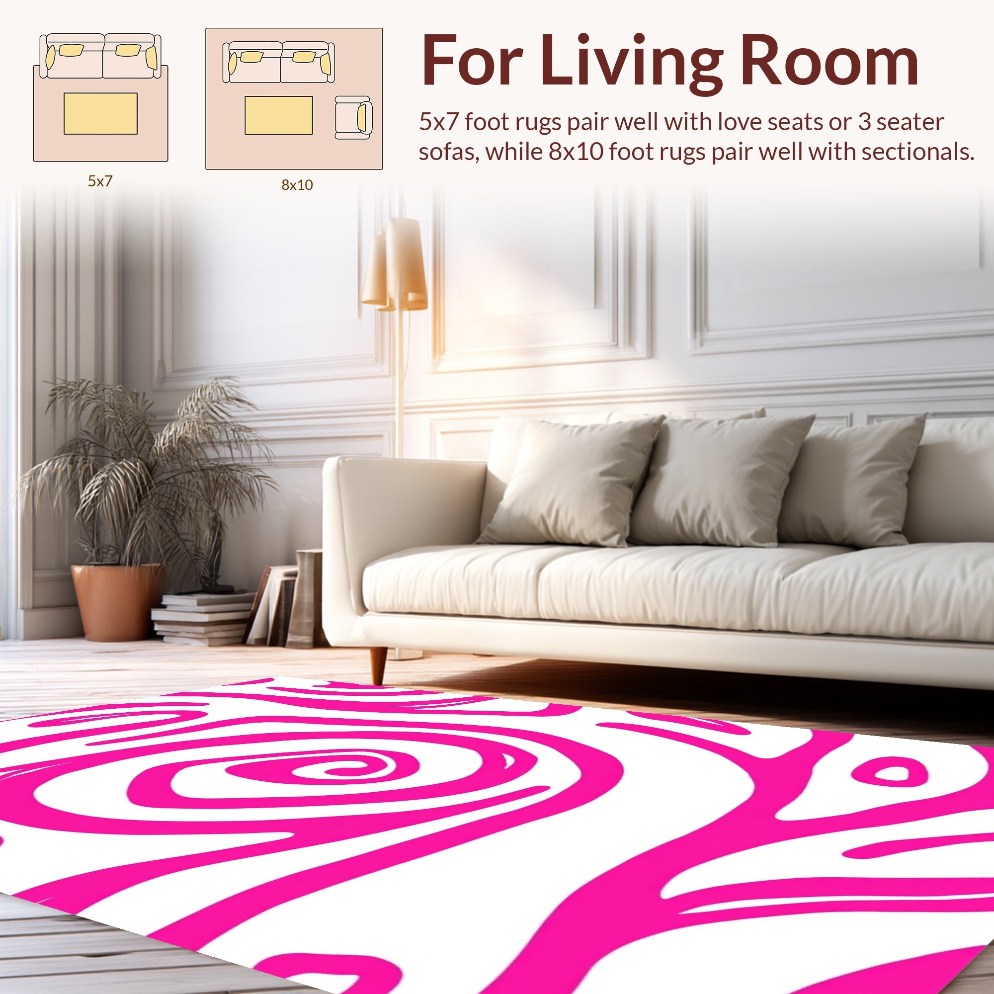 Bright Pink Swirl Abstract Pattern Rug