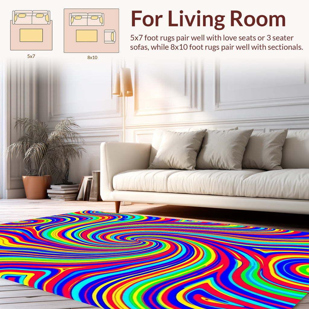 Vibrant Psychedelic Swirl Pattern Rug