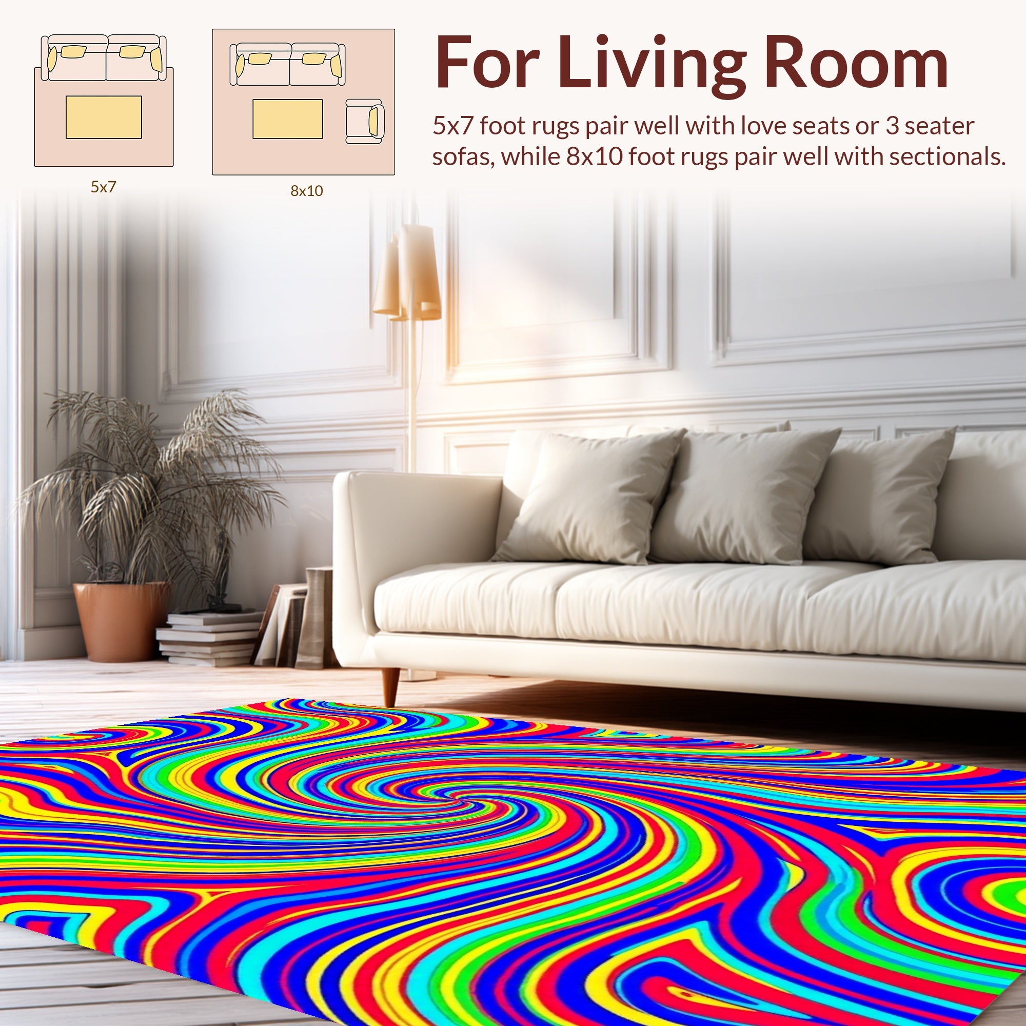 Vibrant Psychedelic Swirl Pattern Rug