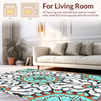 Bold Teal Orange Mandala Style Rug