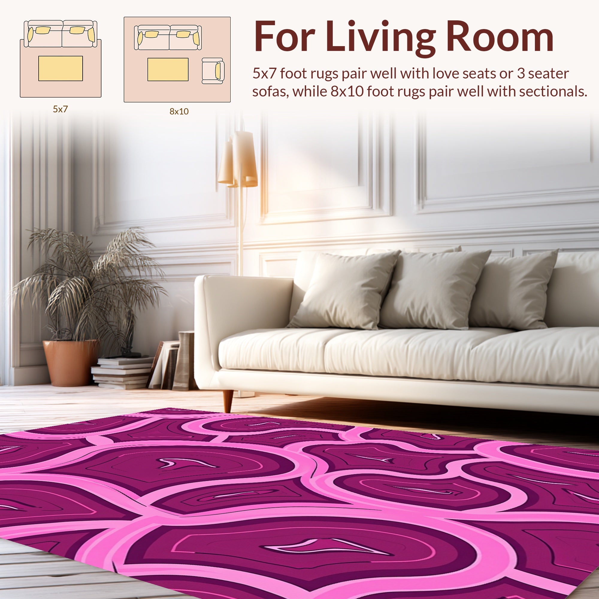 Modern Abstract Pink Agate Design Rug