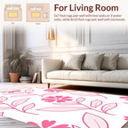 Pink Floral Botanical Pattern Rug