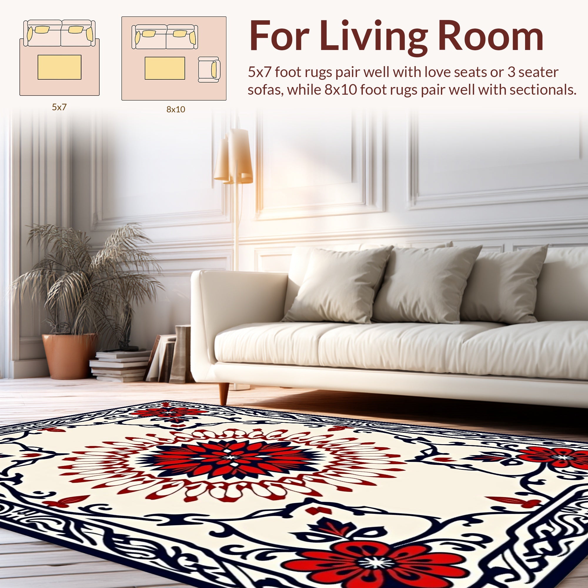 Bold Floral Medallion And Vine Design Rug