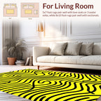 Bold Black Wavy Stripe Pattern Rug