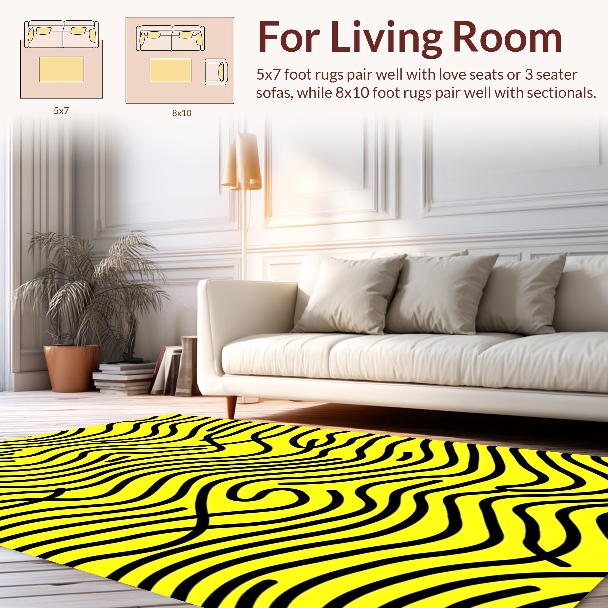 Bold Black Wavy Stripe Pattern Rug