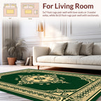 Classic Green Gold Medallion Border Rug
