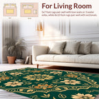 Intricate Floral Filigree Dark Teal Design Rug