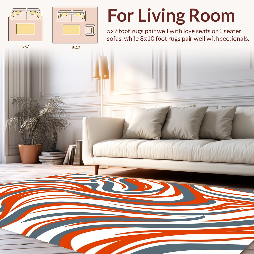 Burnt Orange Gray Swirl Pattern Rug
