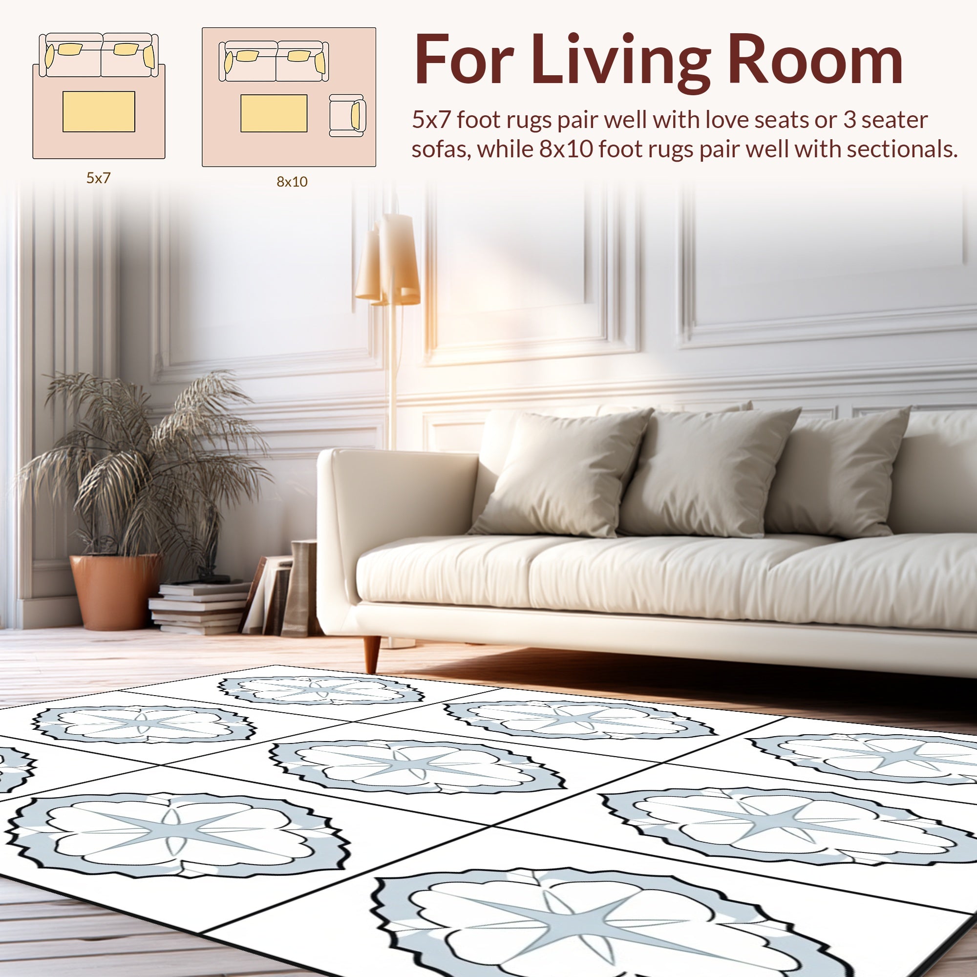 Classic Blue Star Arabesque Tile Rug